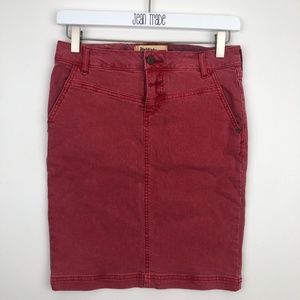 Anthropologie Holding Horses Red Denim Jean Skirt